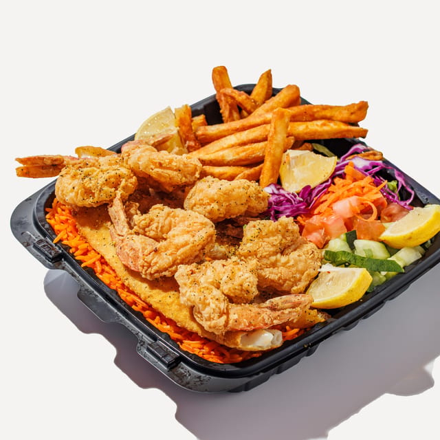 SEAFOOD OVER RICE.