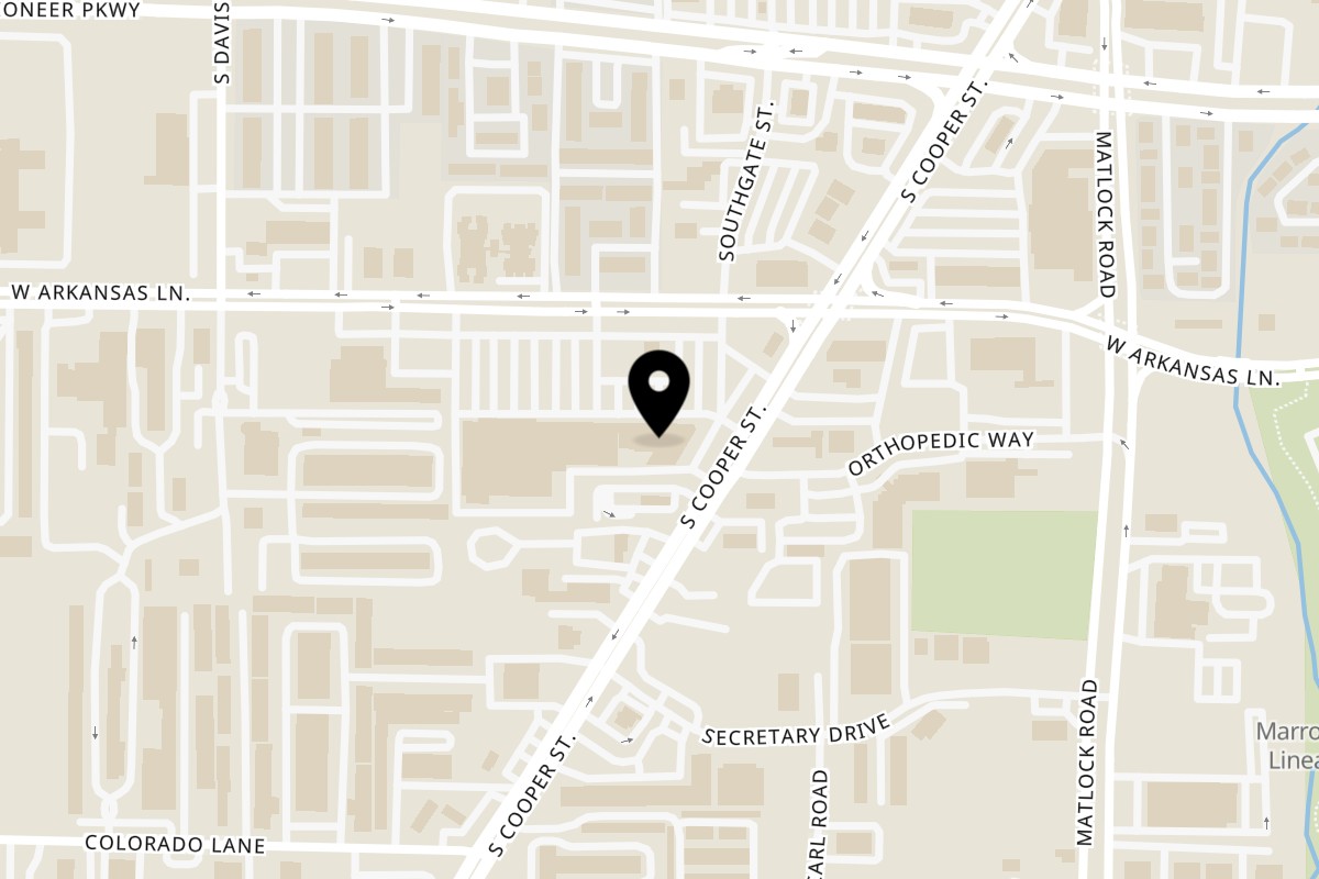 Map showing the location of OG Chicken & Gyro Arlington on 1030 W Arkansas Ln #204 in Arlington